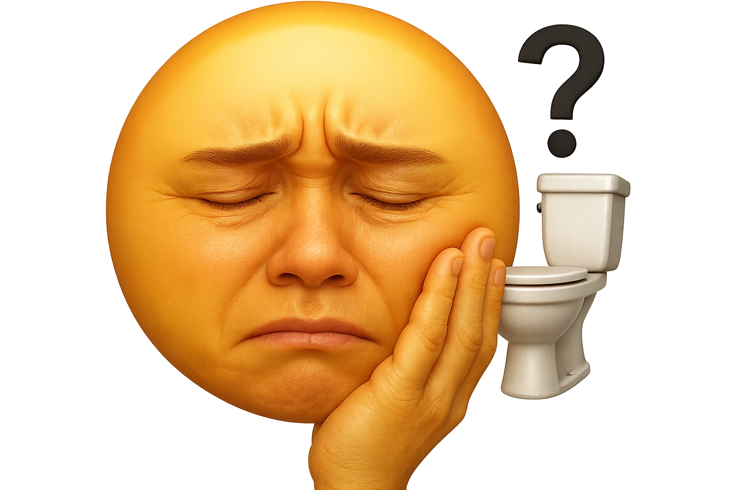 emoji stile iphone che riguarda l'argomento "stipsi/andrò al bagno oggi?", iperrealistico 4k emoji