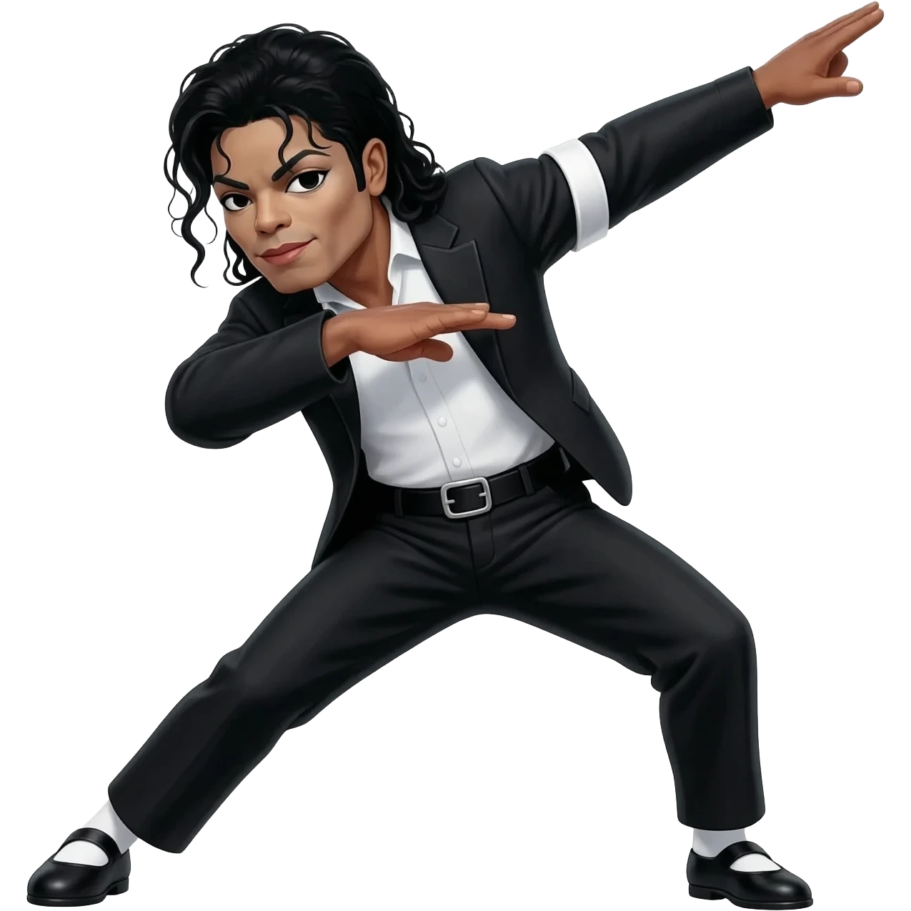 michael jackson dab, dancing legs, wearing black bad outfit emoji