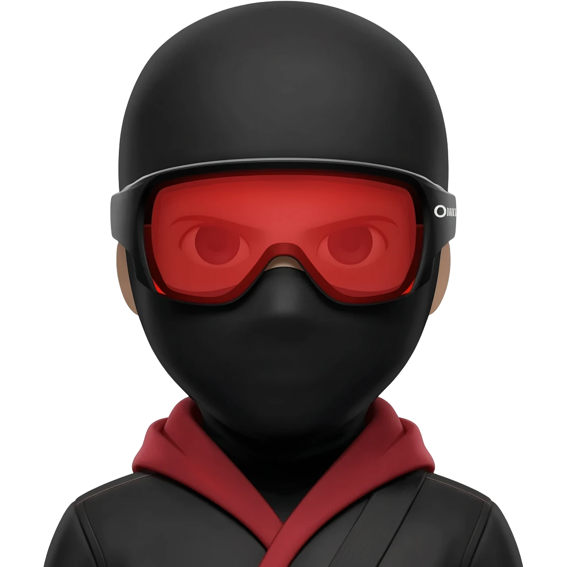 ninja con lentes oakley deportivosnegros con rojo de frente emoji