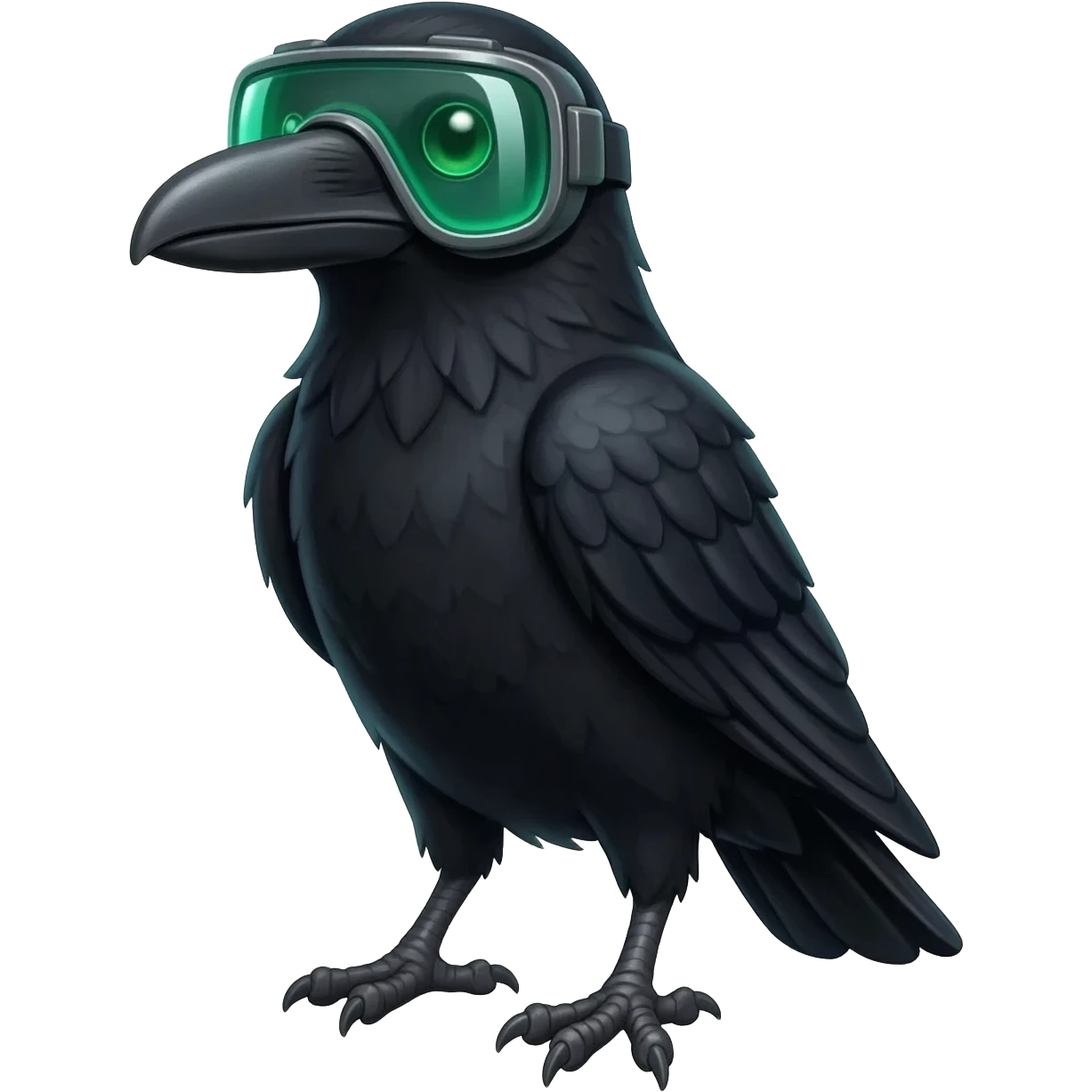 A raven wearing nightvision goggles emoji