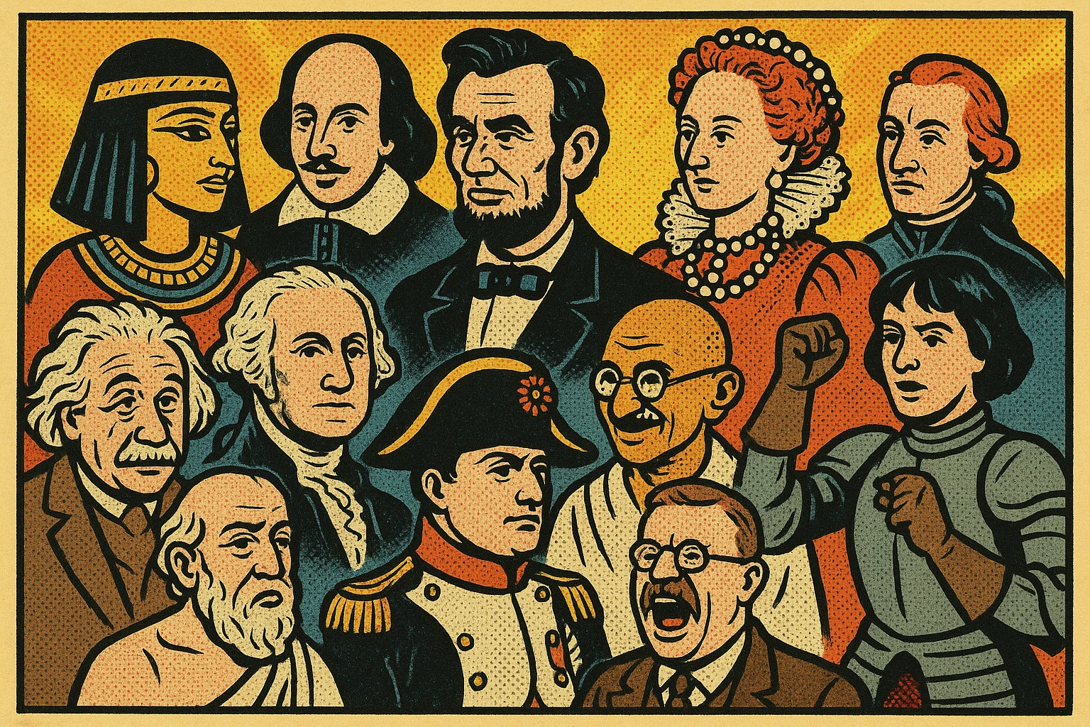 Lots of famous people from history emoji