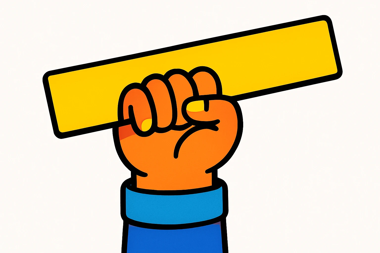 hand holding a long rectangle no handle colorful cartoon style no text white background emoji