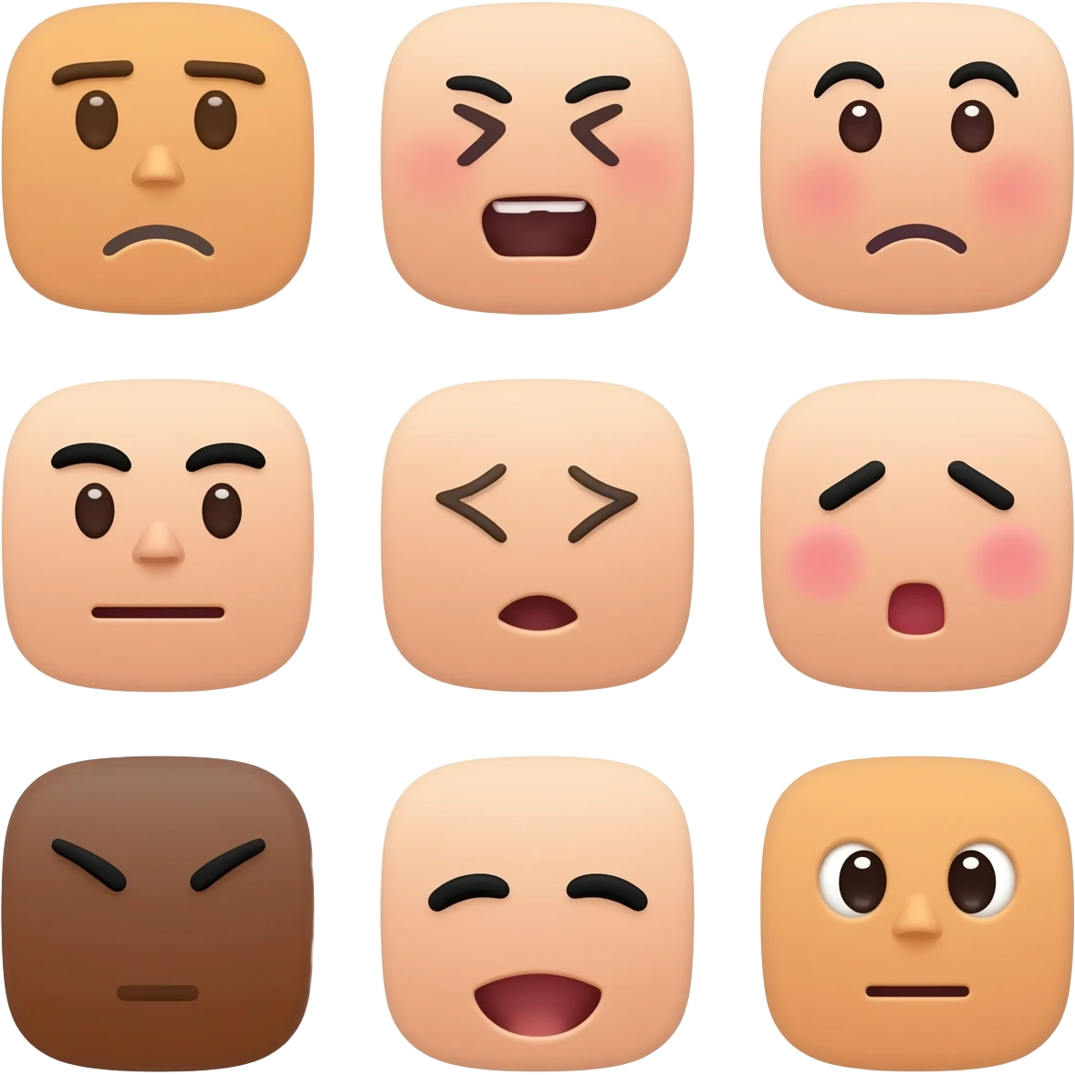 Emoji estilo iPhone uno diferente a los que apple ya tiene Con expresiones diferentes emoji