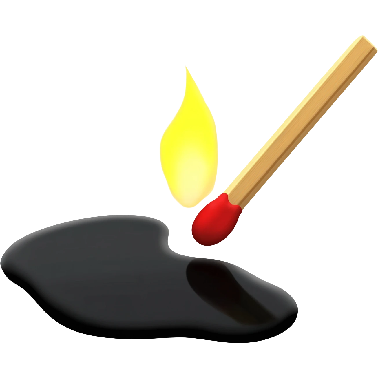 striking match next to black liquid emoji
