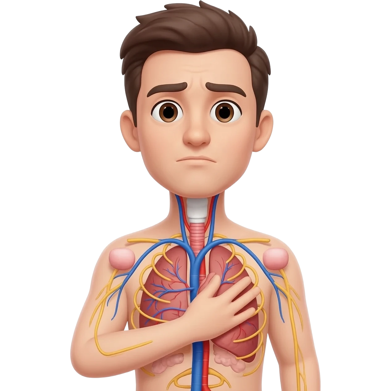 Nervous system someone holding chest emoji