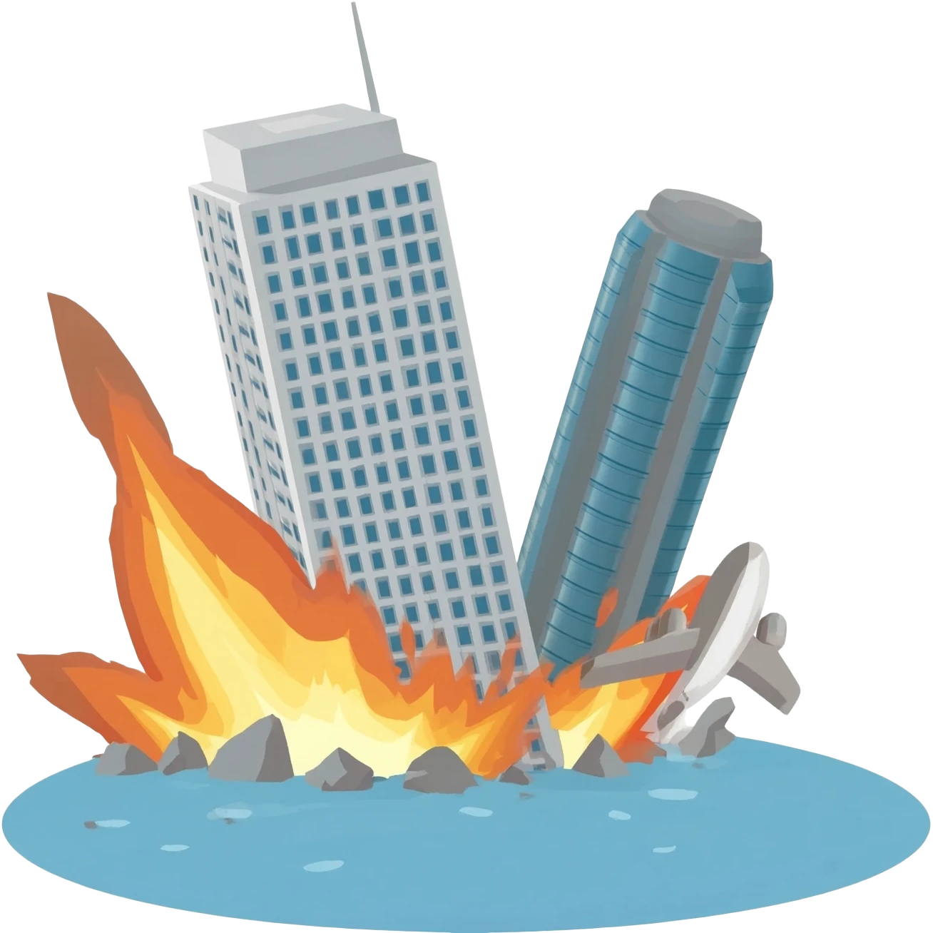 Make a plane crashing into two towers emoji