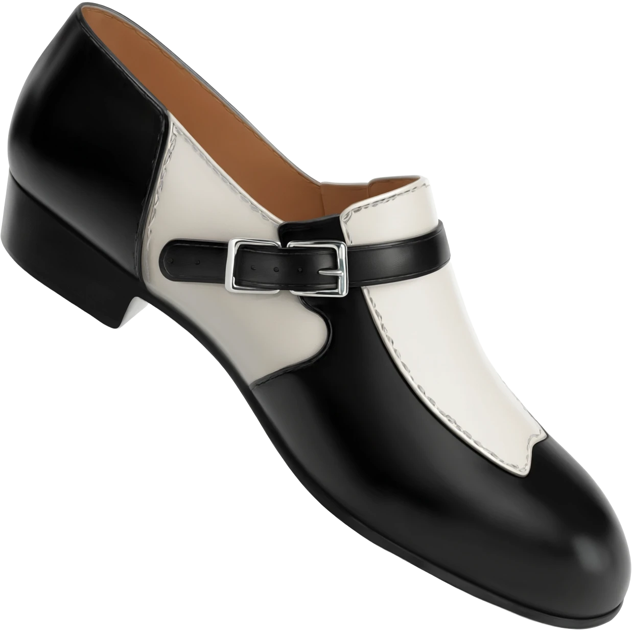 1950s sideways black and white saddle shoe emoji