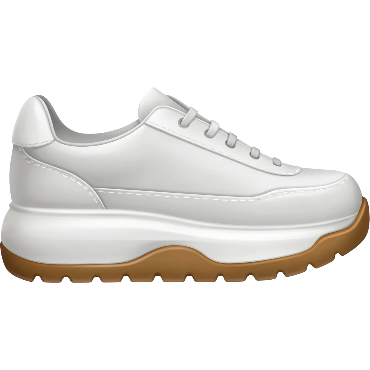 white sneaker with a thick gum sole, side profile emoji