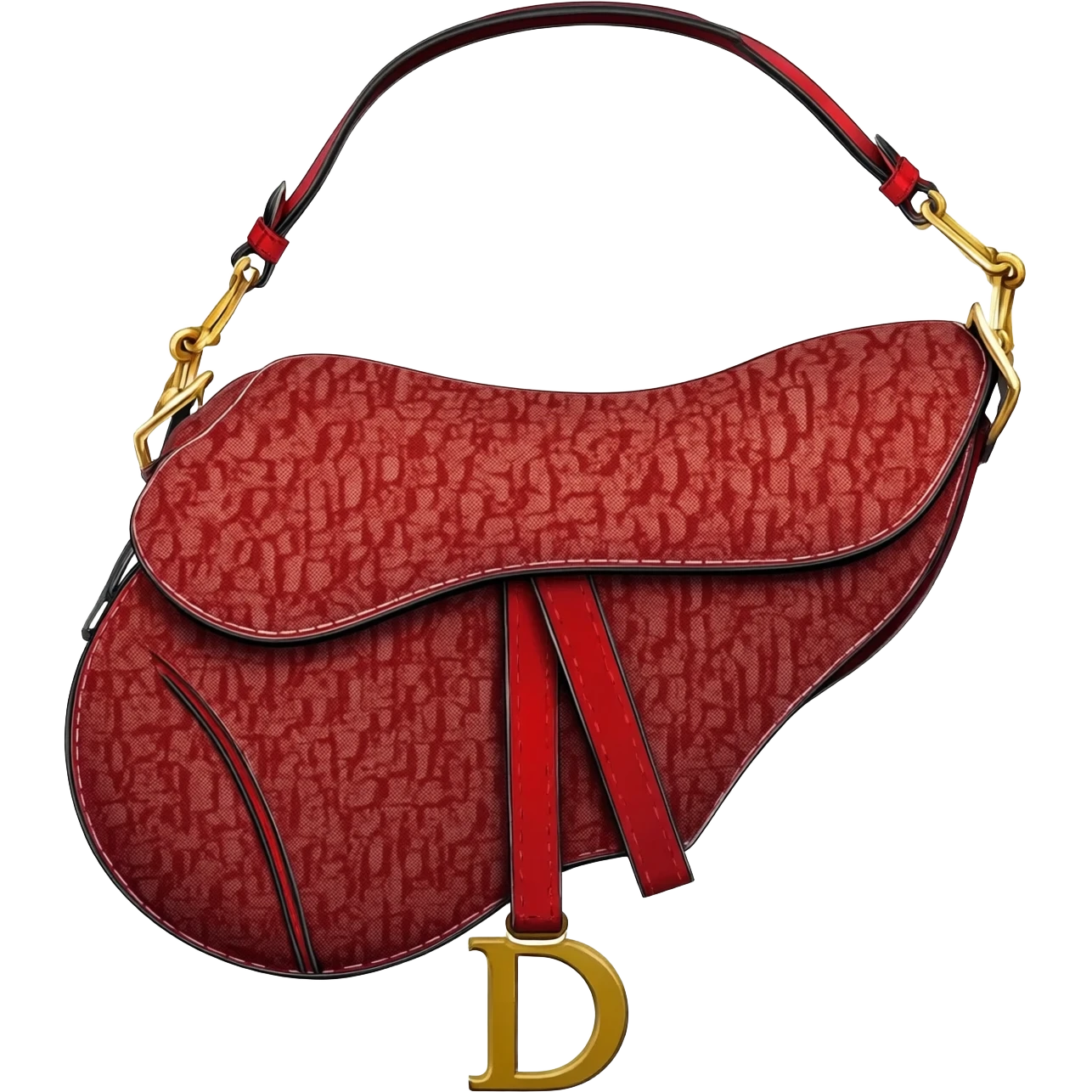 red dior printed saddle bag emoji