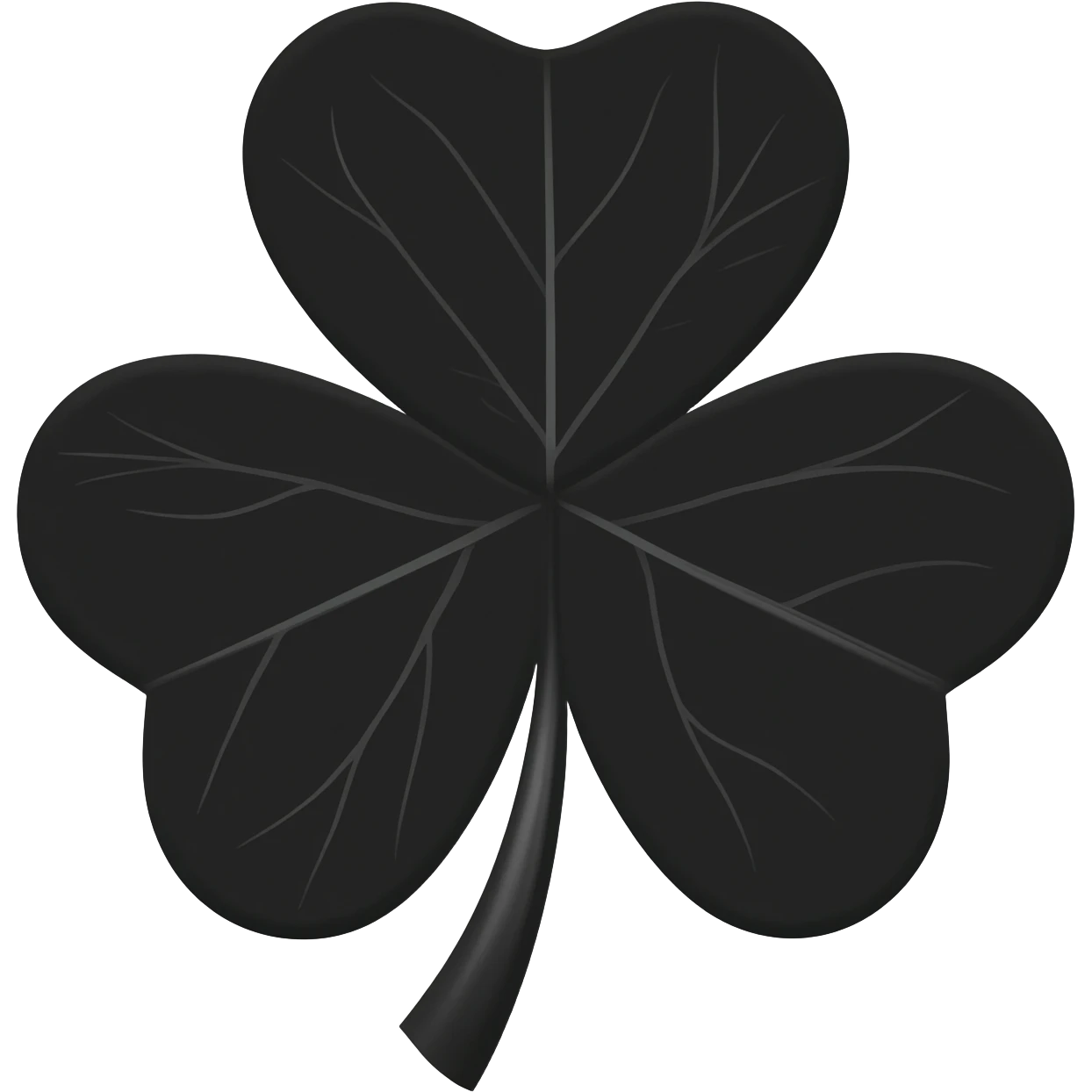 Full black colour  5 leaf clover with veins little visible emoji