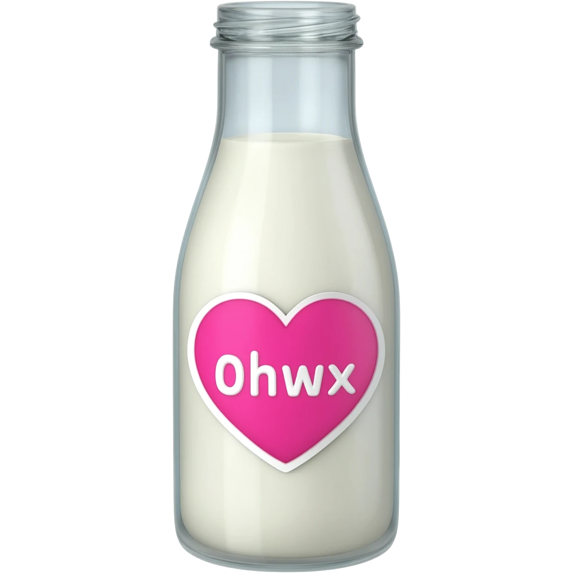 a glass milk bottle with a pink heart on it emoji