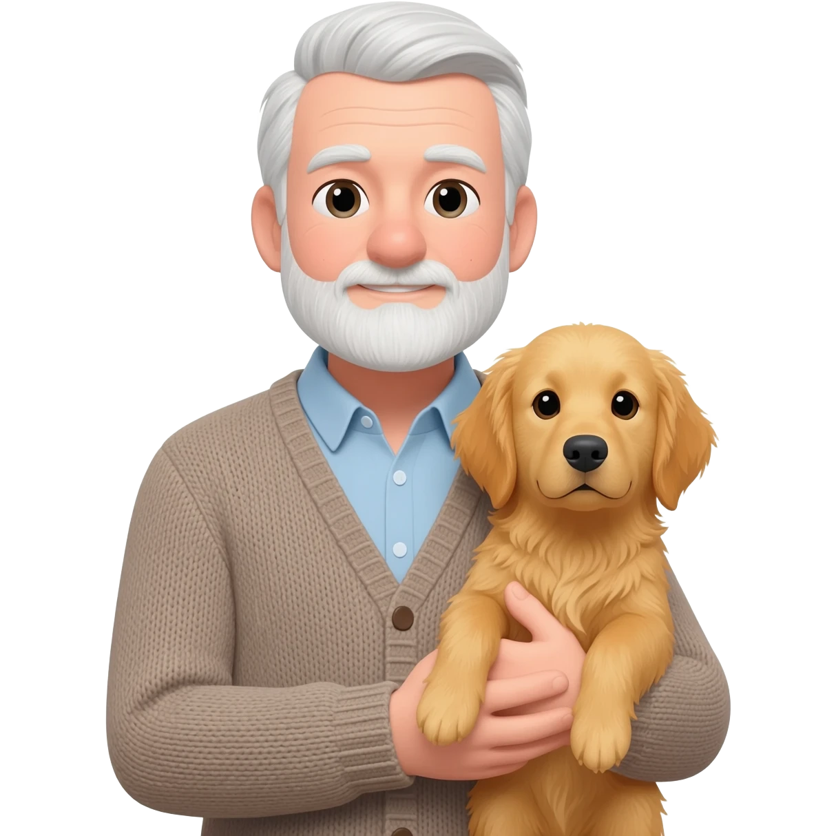 old gentle man holding a dog emoji