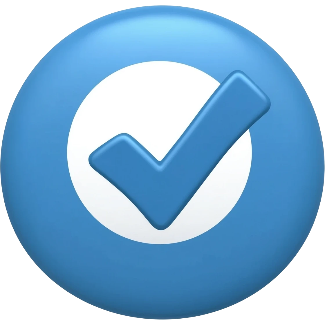 Generate a round blue verification badge with a tick inside emoji