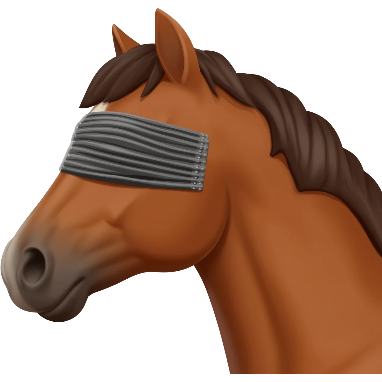 Keep this image.  Focus on the head only to capture just the horses head with the blinds. emoji