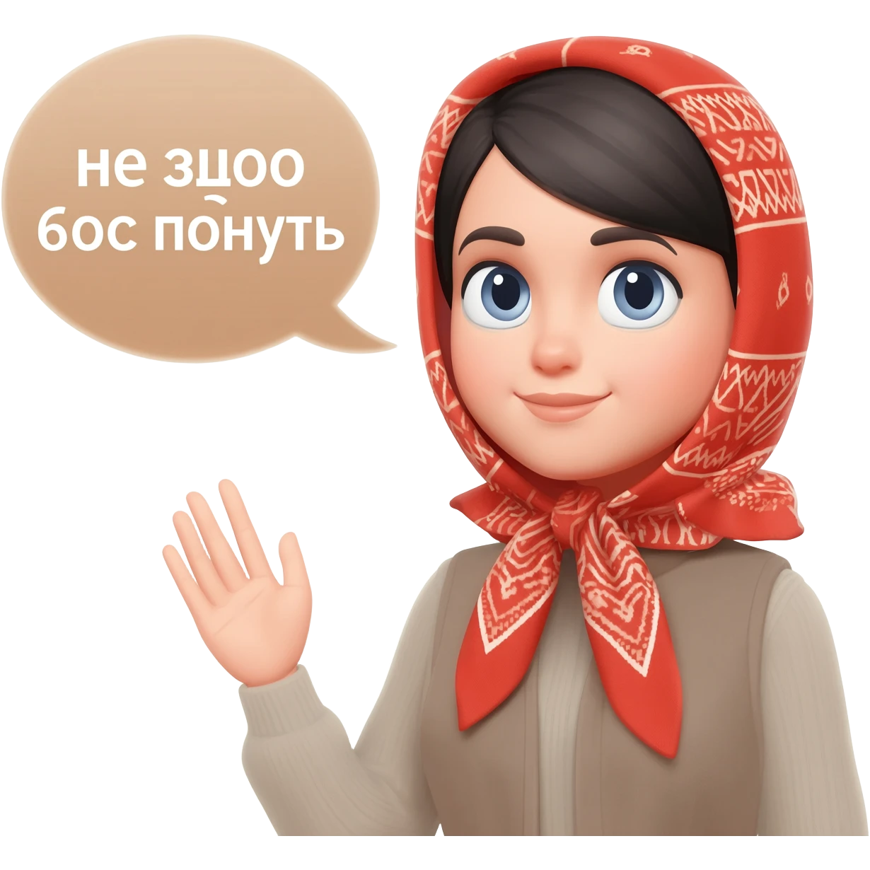 Девушка в платке говорит «не знаю», «Без понятия» emoji