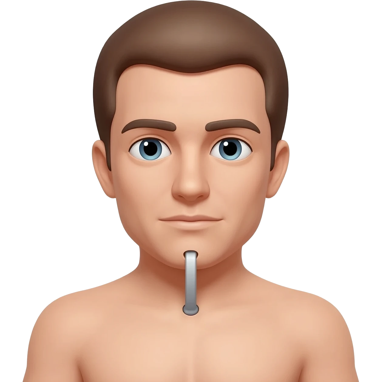 “Educational illustration of a human head, simple anatomical drawing style, soft colors, white background, clear and clean design, educational children's style, ideal for a children's science book, showing the throat and the connection between the head and the torso.” emoji