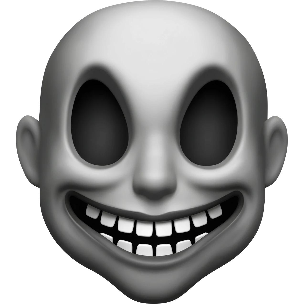 generate a black and white scary smile in 112 x 112 format with a transparent background emoji