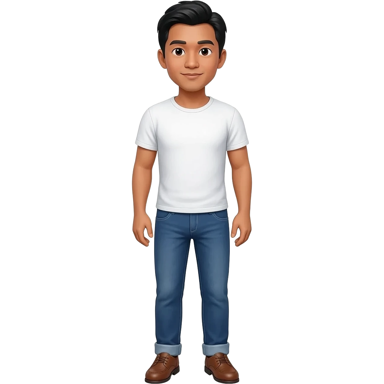 Filipino man white tshirt and denim blue pants and brown shoes  emoji
