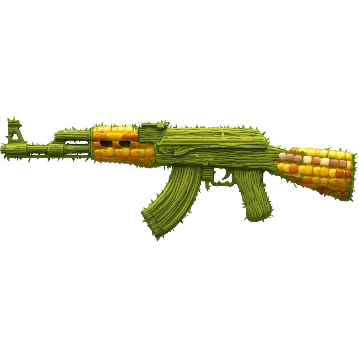 made an ak 47 emoji from corn material emoji