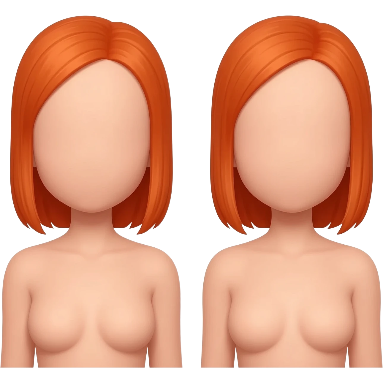 Zwei Nackte mädchen mit rot / orange haaren brüste ohne kopf emoji