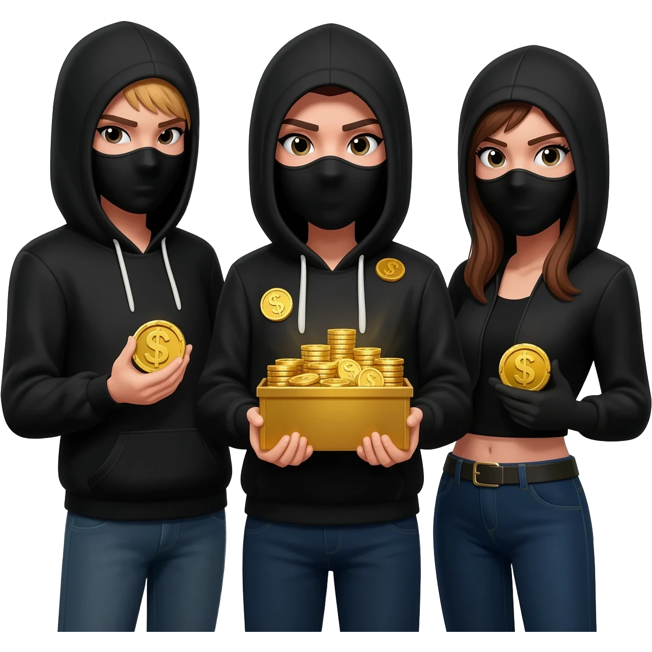 three robber girls emoji