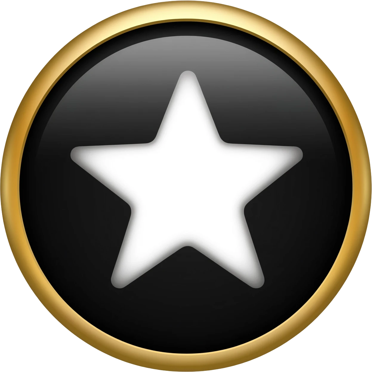 Black color circle with gold color border and inside white start symbol emoji generate? emoji