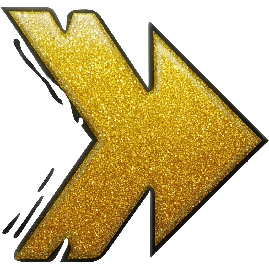 A gold sparkle emoji arrow with black outline emoji