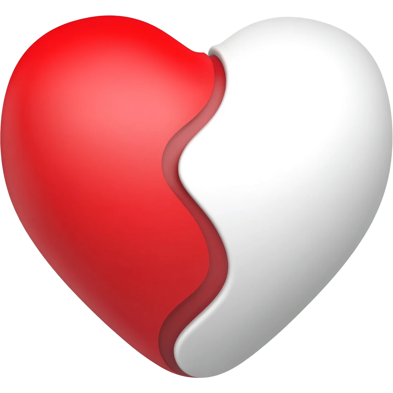 Create an emoji similar to 💔 but the half will be white and half will be red emoji