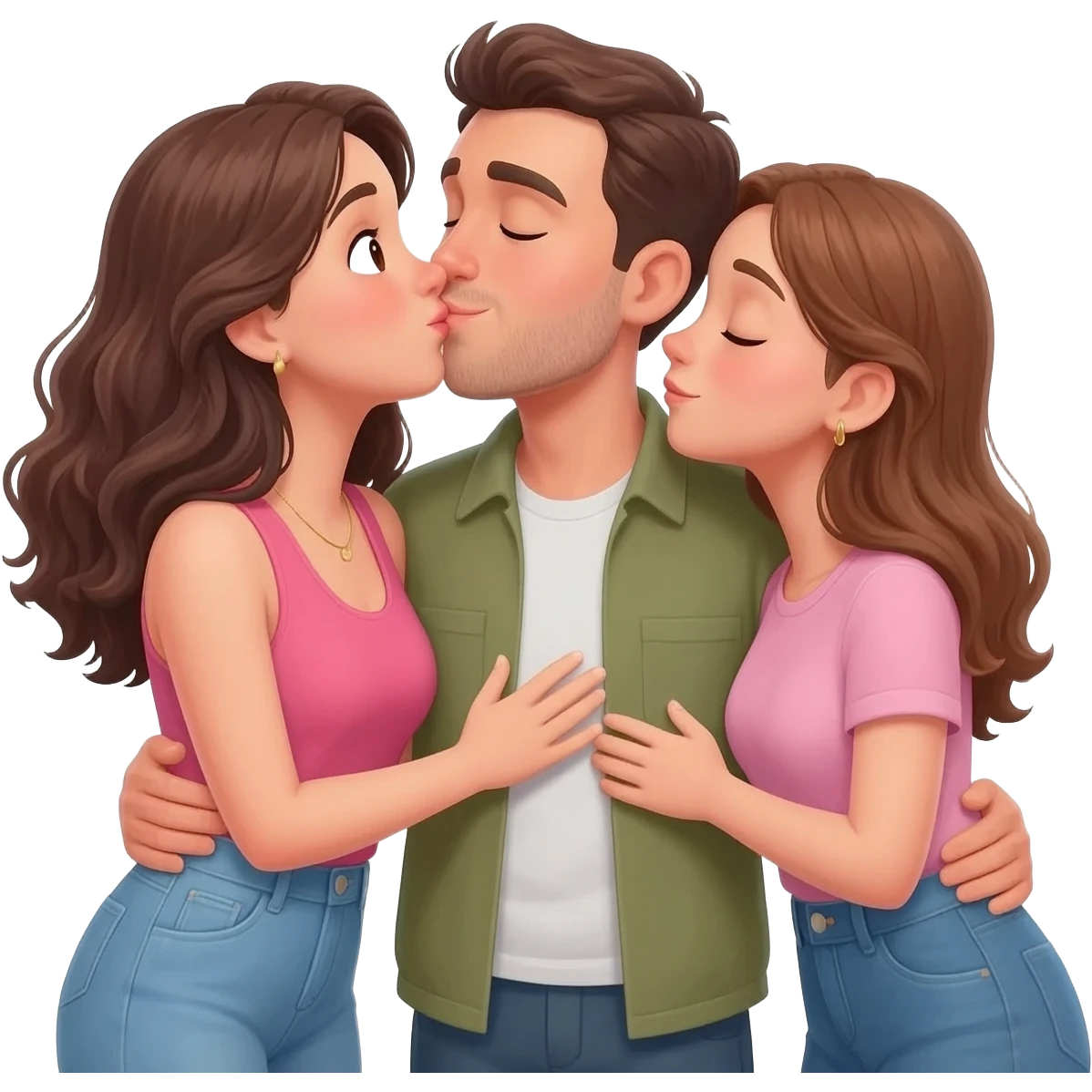 All male promoters continually touched, kissed, hugged, and leaned in close for selfies with girls. emoji