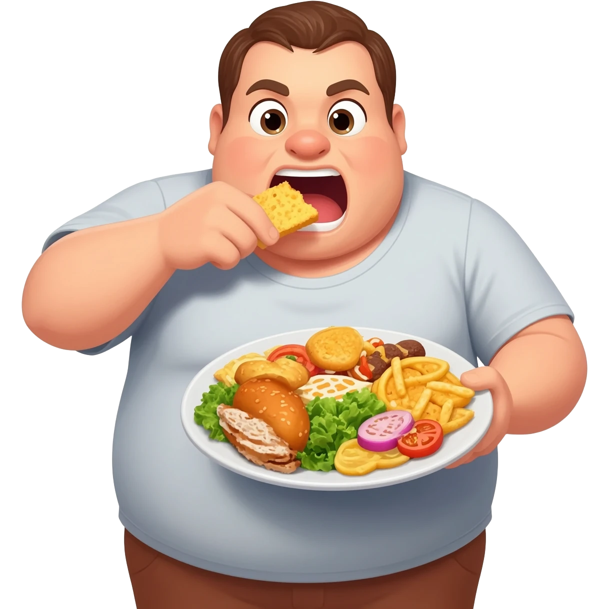 Gluttony . Fat. Overeating. Eating a lot quickly. Unhealthy. emoji