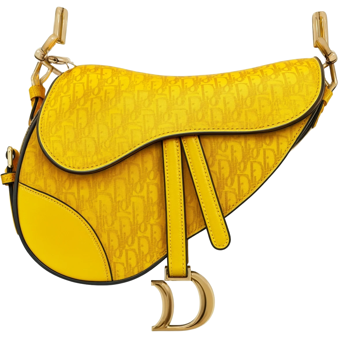 yellow dior printed saddle bag emoji