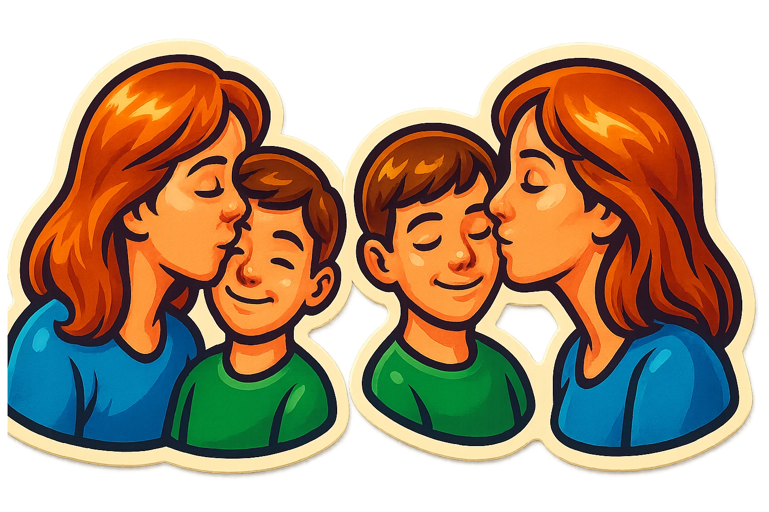 The part about the kiss on the cheek and the part about the kiss on the eye, a mother and son thing emoji