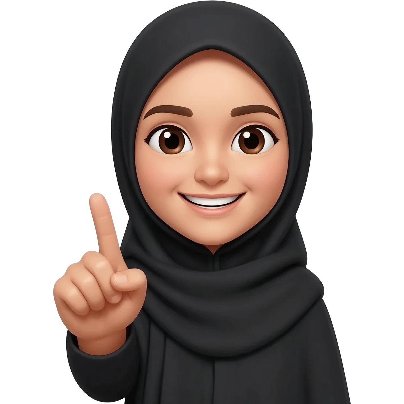 this smiling light complexion hijab emoji should point; black plain hijab emoji