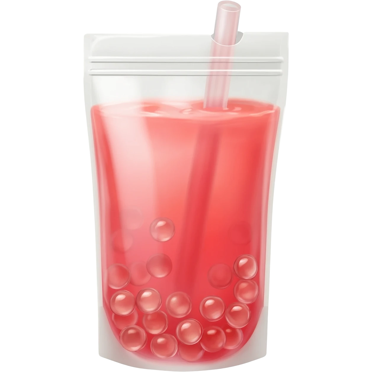 watermelon lemonade boba in a clear pouch with a straw emoji