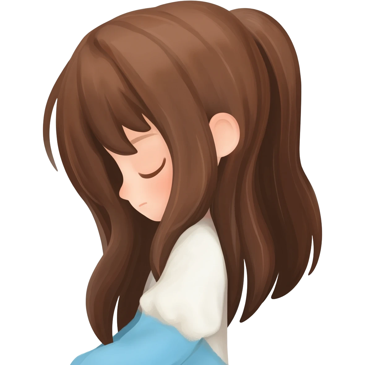 Long Hair Brown with sleeping girl black hair emoji