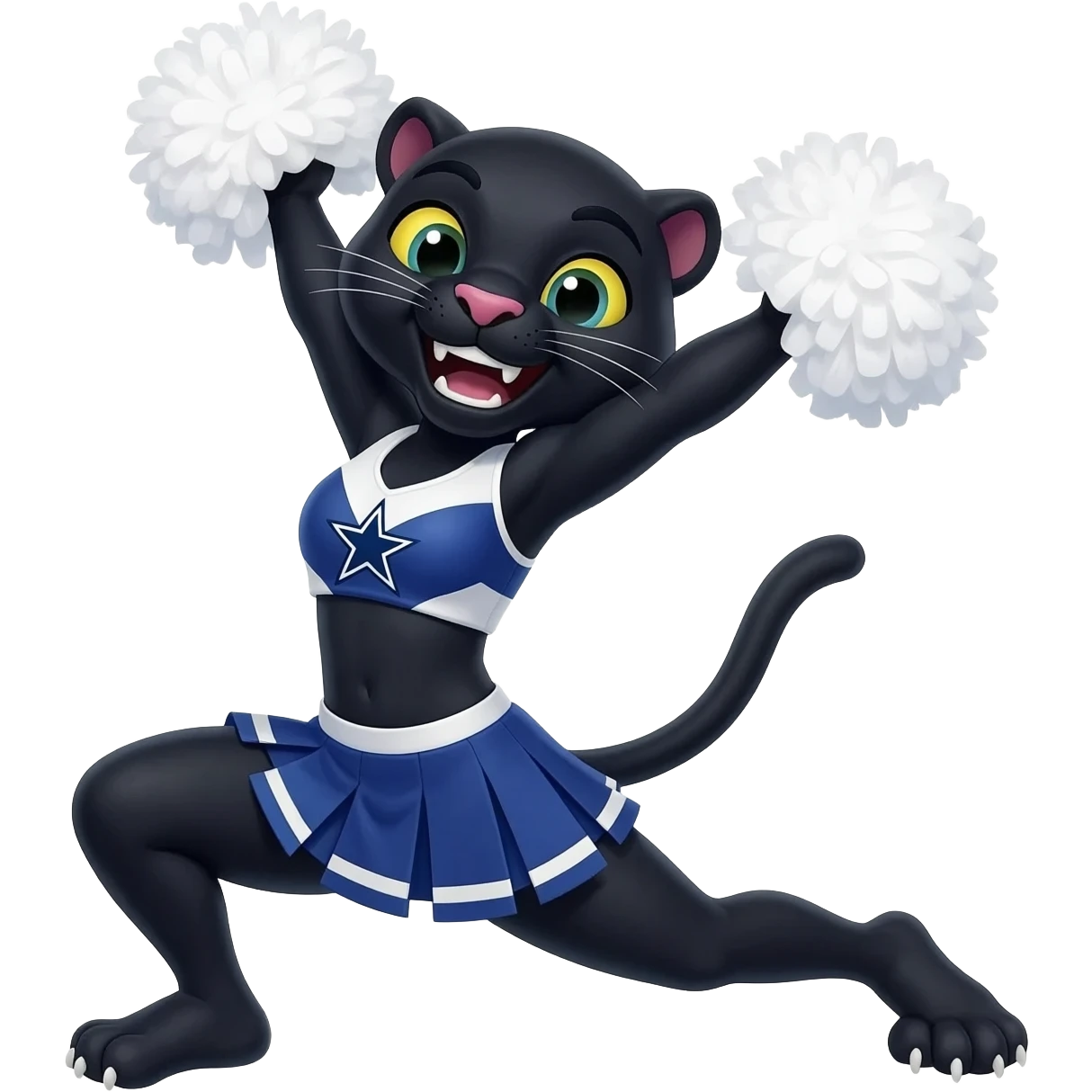 happy panther as dallas cowboys cheerleader extreme stretching emoji