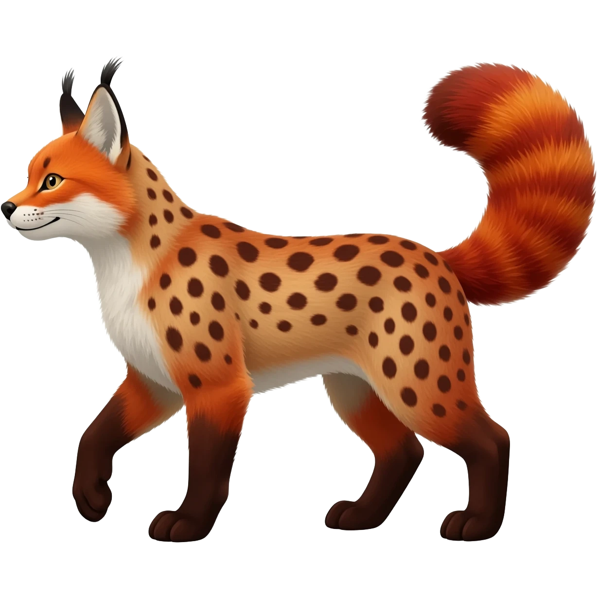 Caracal-Fox-Red-Panda-fusion-hybrid-animal-creature, full body emoji