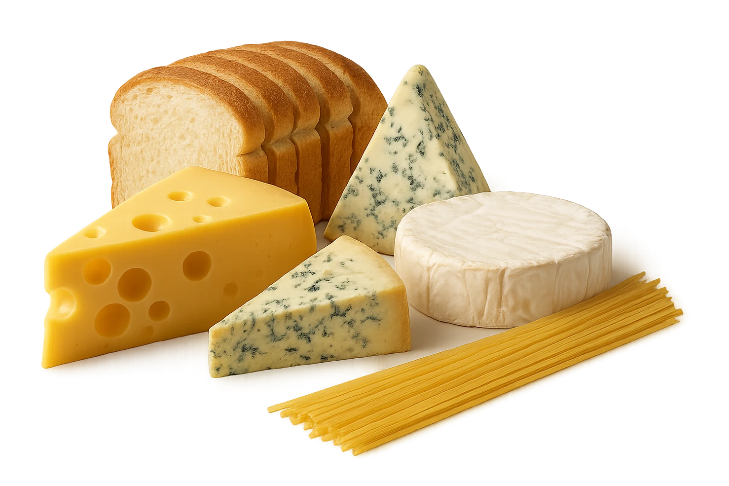 FORMAGGI, PANE BIANCO E PASTA, IPERREALISTICI 4K emoji