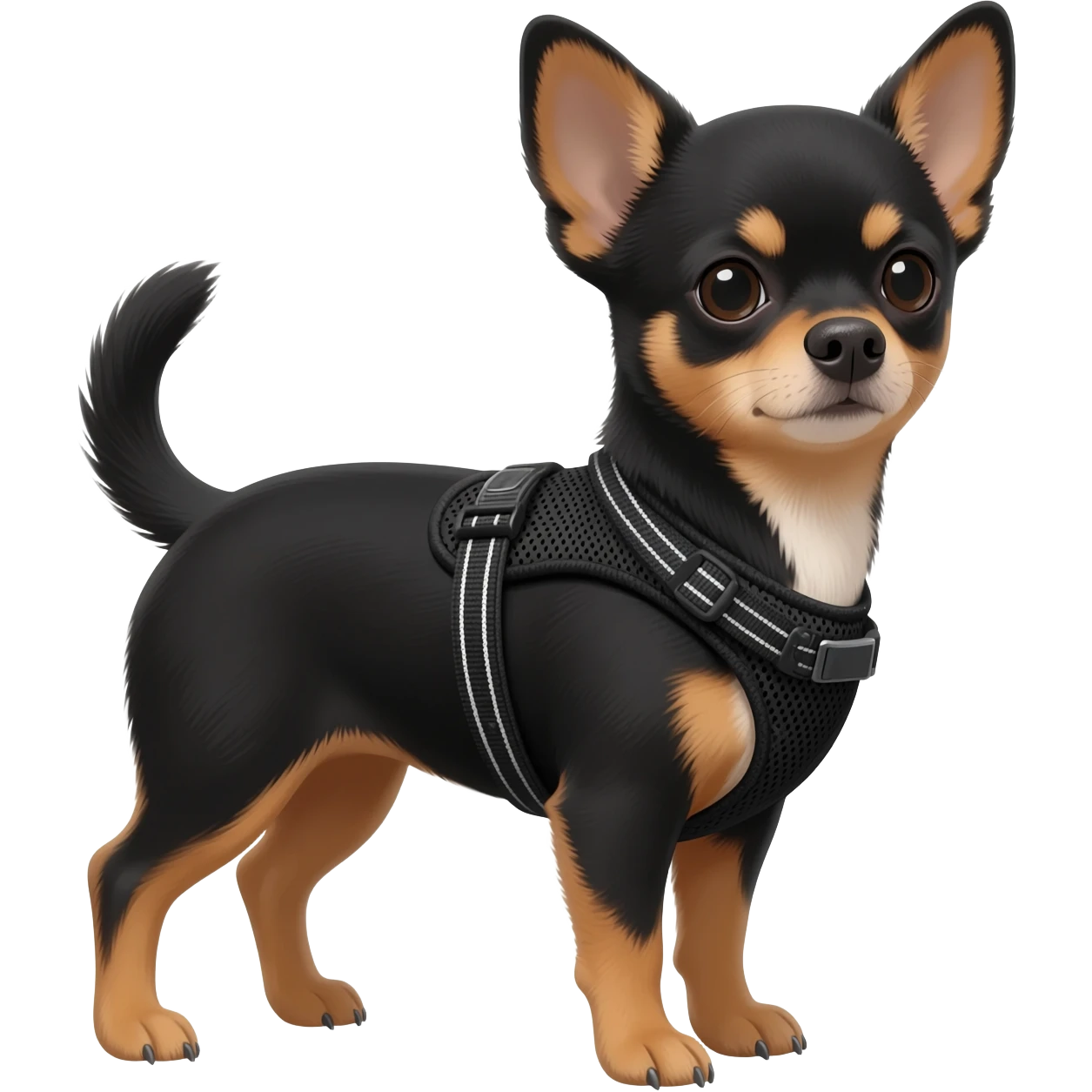 Black chihuahua in a harness emoji