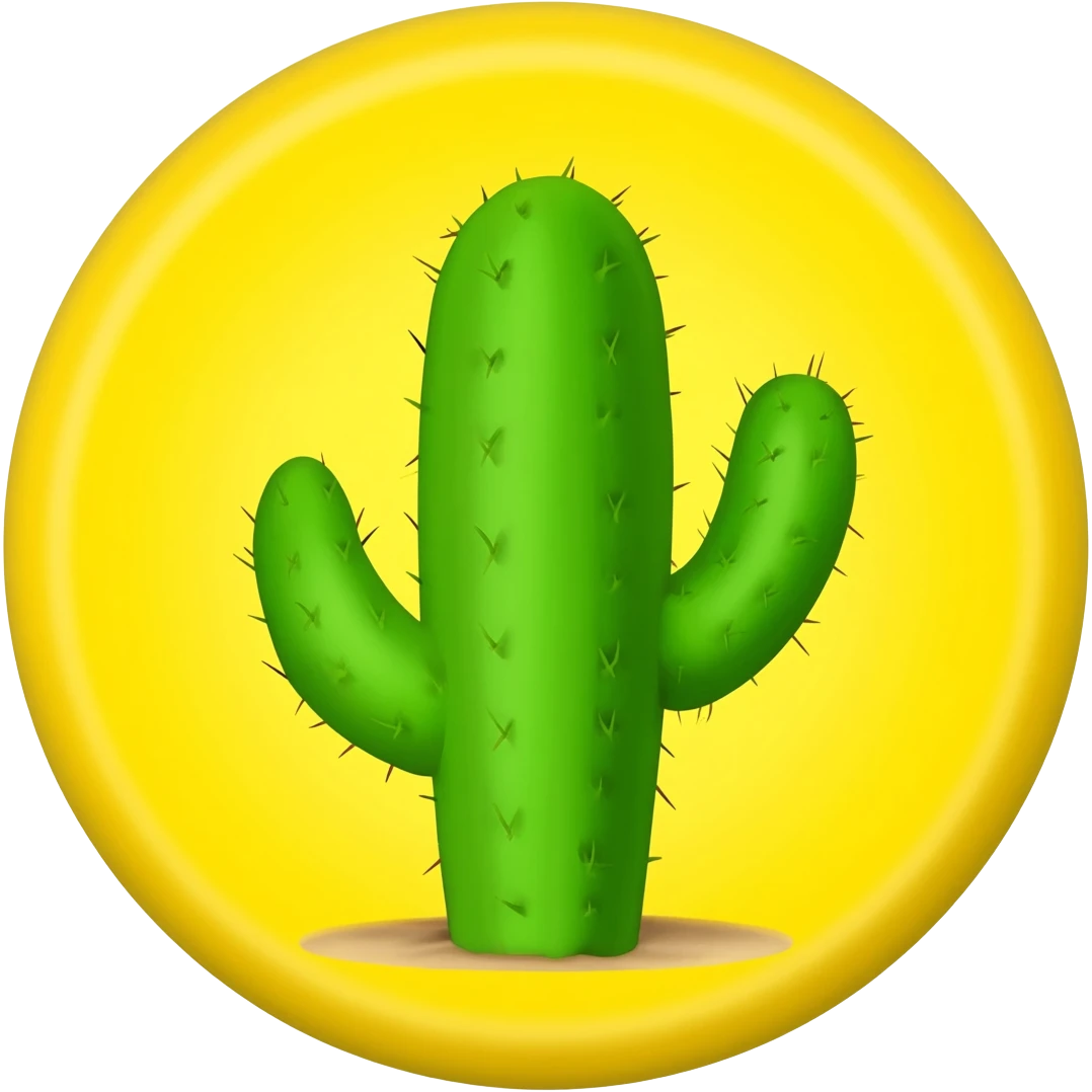 A yellow badge with a catcus and number 1 on it emoji