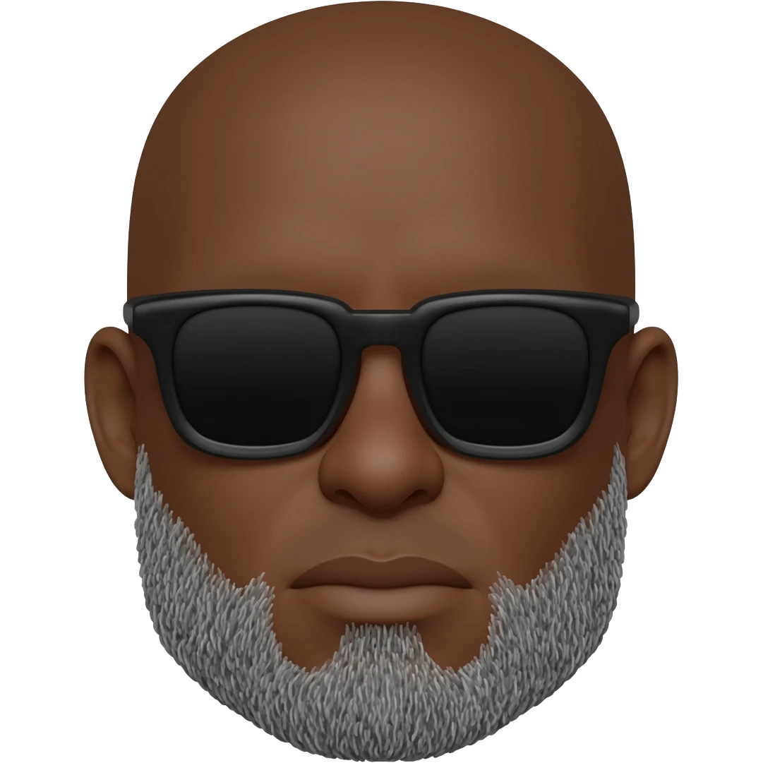 black man bald with grey  short goatee and sunglasses emoji