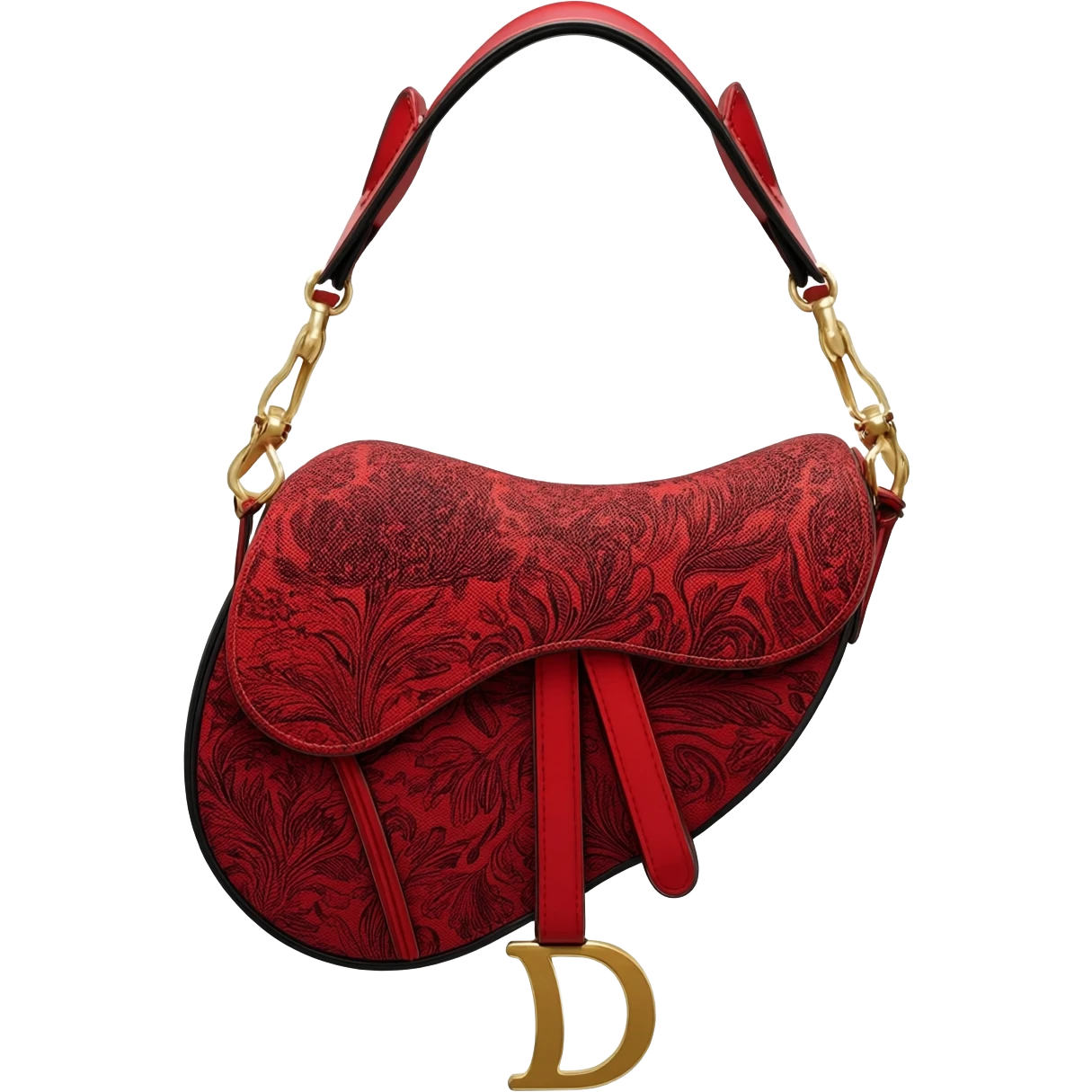 red dior printed saddle bag emoji