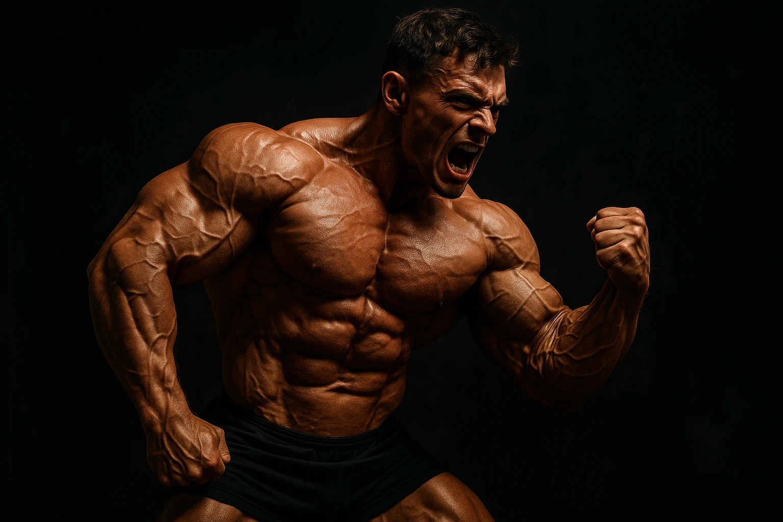 bodybuilding è lo sport simbolico della vemenza, forza, potenza, estetica, iperrealistico cinematografico 4k emoji