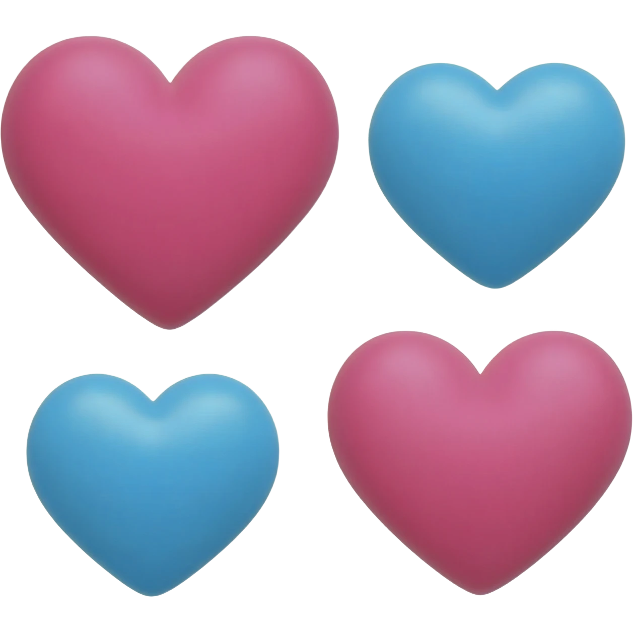💕 this emoji with the same in blue not overlapping four hearts two big and two small pink and blue emoji