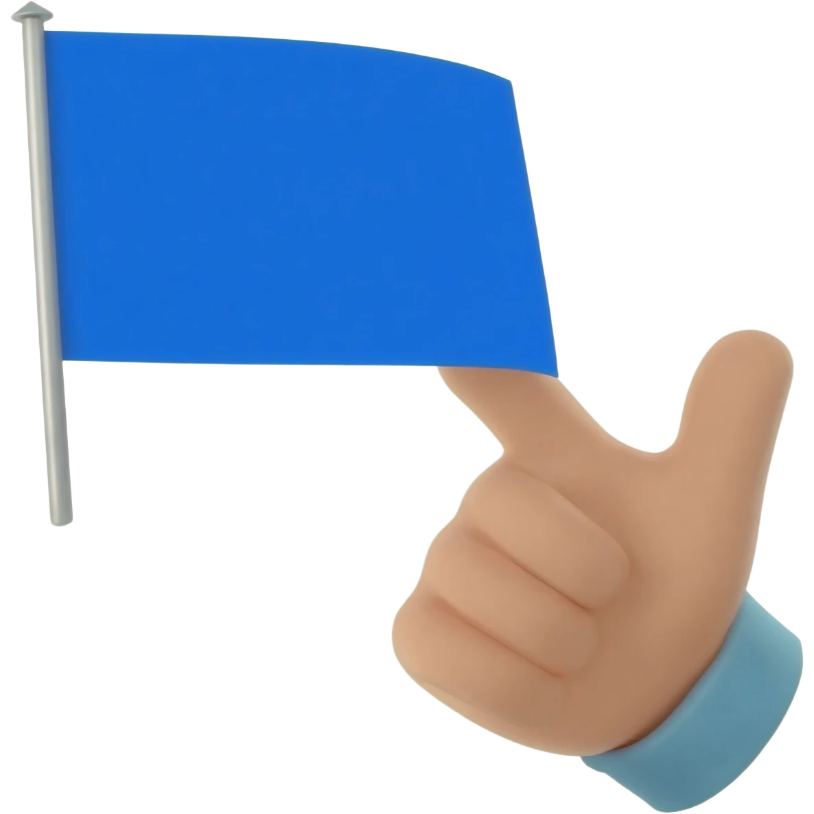 깃발을 꽂는 손 이미지를 만들어줘.
깃발 색은 #0064FF야 emoji