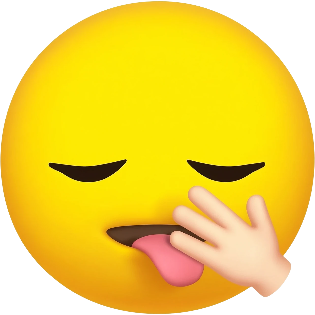 Make an emoji that is telling a secret but sticking out it’s tongue And make it a classic yellow emoji and the hand right next to the moutb and it is a circle just like the iPhone emojis emoji