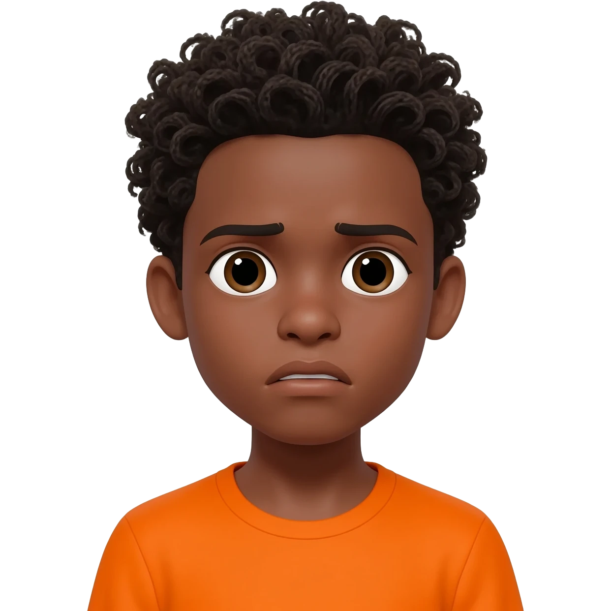 black boy curly hair orange shirt nauseous emoji
