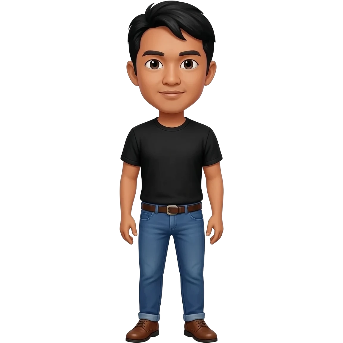 Filipino man black tshirt and denim blue pants and brown shoes  emoji