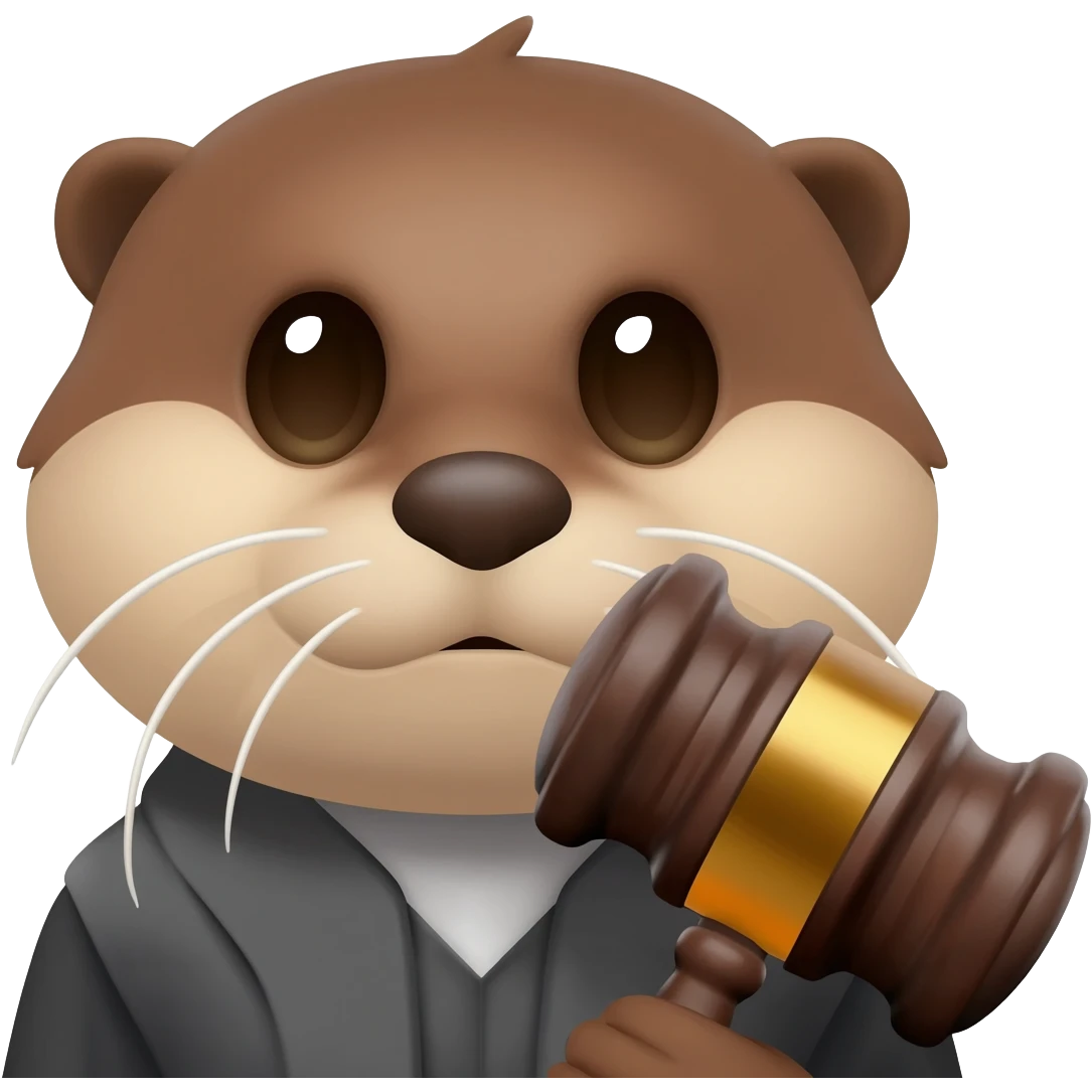 serious otter head with a judge's gavel emoji