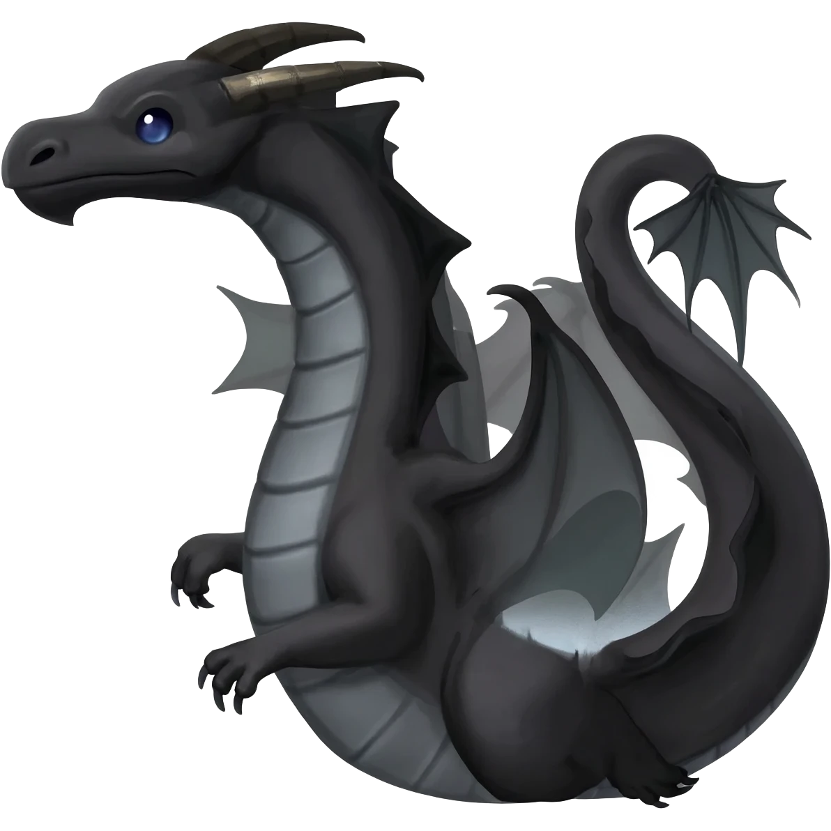 Дракон має бути в польті зігнктий типу літра с але форма має бути ніби зеркальна тобто с але в іншу сторону і крала торчати і він чорний emoji